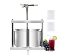 3.17 Gal/12L Fruit Wine Press, 2 Stainless Steel Barrels, Manual Juice Maker, Cider Apple Grape Tincture Honey Olive Oil Making Press