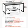 Coffee Table, Modern Tempered Glass Coffee Table with Lighting, 2 Tiers Rectangle Glass Center Desk with Open Storage, Minimalist Metal Accent End Desk for Living Room, Office, Easy Assembly Image 2