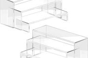 6 Pcs Acrylic Display Risers Stand Shelf Clear Dessert table Set 3 Steps Display Stands Showcase for Amiibo Funko Figures Cupcake/Perfume Cologne Lotion Collectible Makeup Jewelry