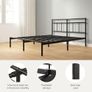 Elias Double Bed Frame Bed 190x135 cm  30cm Height Metal Bed Frame with Headboard  Platform bed frame with steel slat support  Modern Design  Easy Assembly  Black Image 9