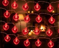 Red Love Heart String Lights 20 Led Battery Operated Fairy String Lights Romantic Decor