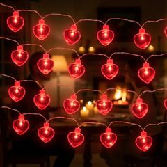 Red Love Heart String Lights 20 Led Battery Operated Fairy String Lights Romantic Decor