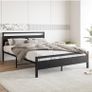 King Size Bed Frame with Wood Headboard,Heavy Duty Metal Platform Bed Image 8