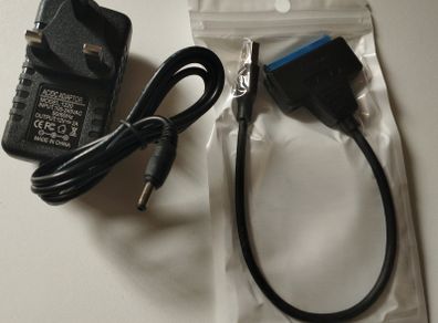 USB to SATA 2.5 3.5 External  Hard Drive HDD SSD Adapter -  Inc 12v Power Adapter