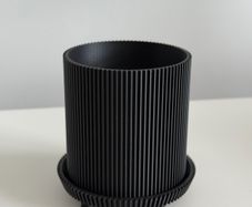 Minimalist Matte Black Ribbed Pot or Desk Organizer 3D Printed with Free Post
