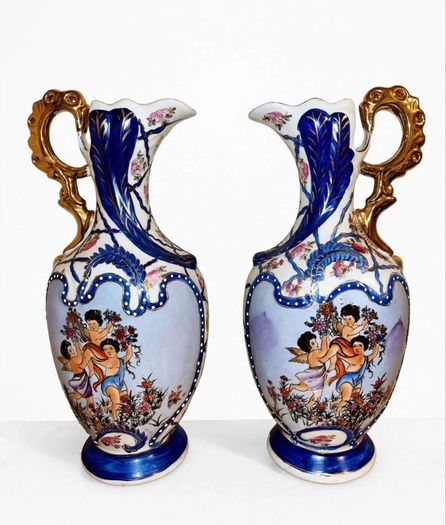 Pair of Antique porcelain vases late 19th century