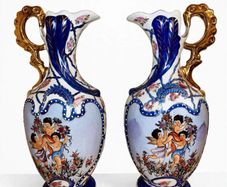 Pair of Antique porcelain vases late 19th century