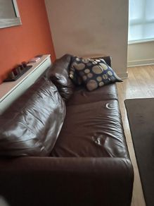 Real leather sofa set, 3 seater and single sitters