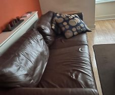 Real leather sofa set, 3 seater and single sitters