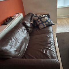 Real leather sofa set, 3 seater and single sitters