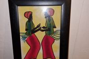 Signed African Batik art framed