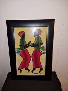 Signed African Batik art framed