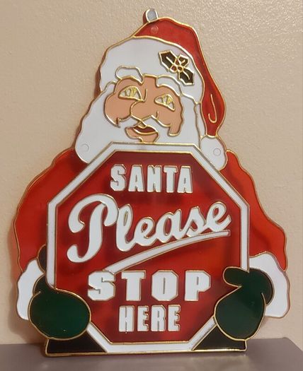 Vintage Santa Please Stop Here Acrylic Sign