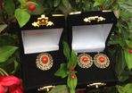 Antique 18 ct Gold Coral and Pearl Ring and Earrings