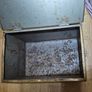 Vintage Embossed Brass Coal, Turf, Wood Storage Chest, Tavern Scene Image 5