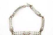 Vintage Geometric 925 Sterling Silver Cubic Zirconia Bracelet
