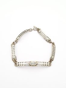 Vintage Geometric 925 Sterling Silver Cubic Zirconia Bracelet