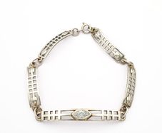 Vintage Geometric 925 Sterling Silver Cubic Zirconia Bracelet