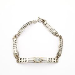 Vintage Geometric 925 Sterling Silver Cubic Zirconia Bracelet
