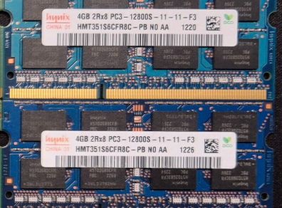 2 X 4gb Hynix Ddr3 Laptop Ram (8gb Total) - Pc3-12800s