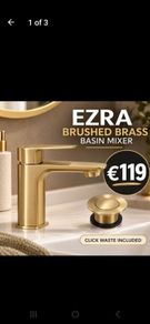 Ezra brushed brass basin mixer and waste