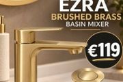 Ezra brushed brass basin mixer and waste