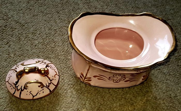 Arthur Wood Vintage Pink and Gold Sugar Bowl with Lid