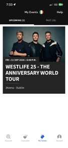 Westlife standing ticket