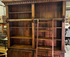 Large Solid Wood Bookcase with Ladder. Excellent Condition