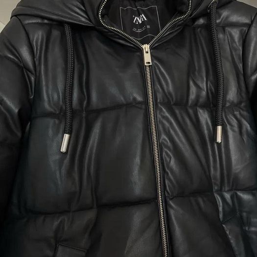 Zara leather Puffer coat jacket