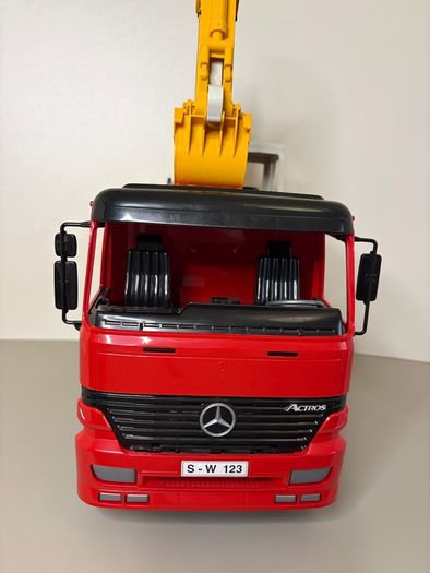 Vintage 2001 Bruder Mercedes Actros 4143 Tipping Truck with Liebherr Rotating Excavator
