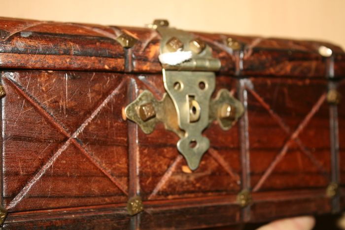 Antique Unusual Small Size Trunk -moneybox 8,2" x 3,4" H-4"