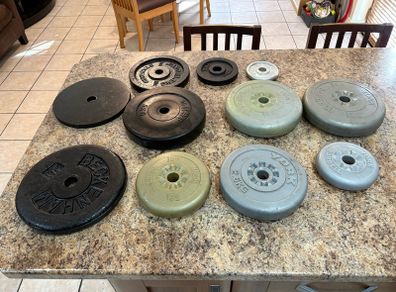 Gym Weightlifting Plates, Cheap, Various Sizes.