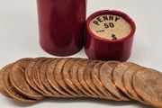 Great Britain 1966 Beautiful Uncirculated Lustrous Penny Roll Tube of 50 Coins