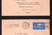 1949 Ireland Republic of Ireland (International Recognition of the Republic) Commemorative Stamps Neatly typed addressed pair on plain First Day Cover (FDC) with Baile Atha Cliath (Dublin) cancel and Bank in the savings Bank slogan cancel