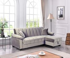 Sofa Bed with Storage & Pouffe 210cm Yadhi Grey 3 seater
