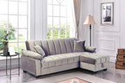 Yadhi Sofa Bed with Storage &amp; Pouffe, Grey