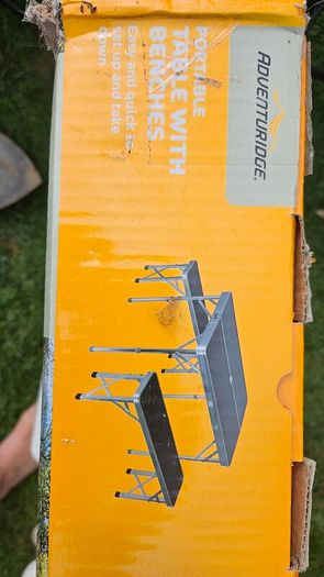 Portable table with benches