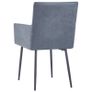 Dining Chairs with Armrests 6 pcs Grey Faux Suede Leather Image 5