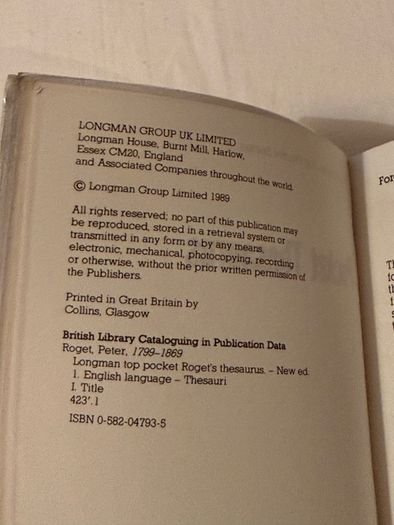 Roget's thesaurus of English words and phrases ( pocket edition)