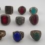 15 Ancient Style Antique Rings Mixed Brass Stone & Glass Collectible Lot Image 7