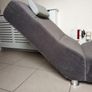 Grey Fabric Chaise Long Lounge Lounger with Leather headrest Image 3
