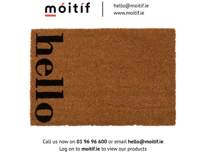 Hello Doormat - Natural/Black