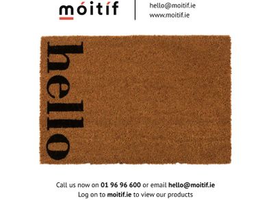 Hello Doormat - Natural/Black