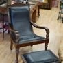 Large Genuine Leather Armchair with Matching Footstool Image 2