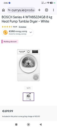 Bosch tumble dryer series 4 - white