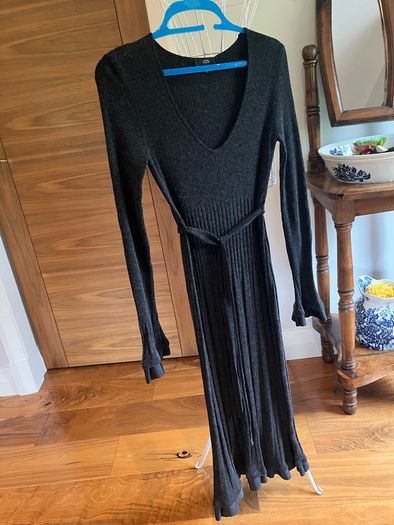 Charcoal grey wool dress