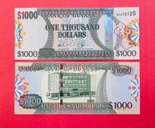 Guyana  1,000. Dollars.  2011. Pick  38b. Unc