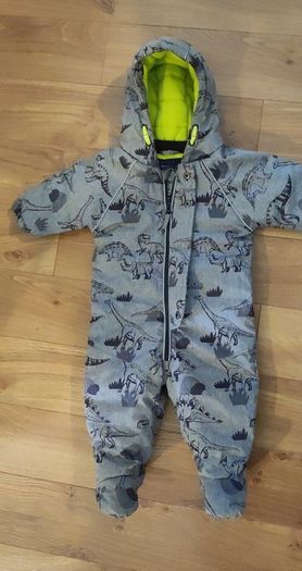 Next Pram Suit - 3 - 6 months Grey Dinosaur Print