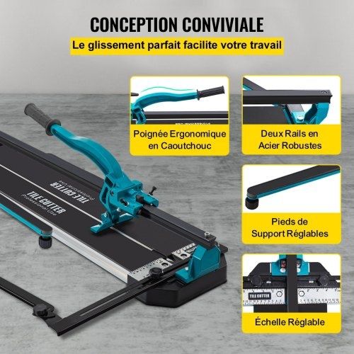 47 Inch Tile Cutter Single Rail Double Brackets Manual Tile Cutter 3/5 in Cap with Precise Laser Manual Tile Cutter Tools for Precision Cutting Suitable for Porcelain and Ceramic Floor Tiles